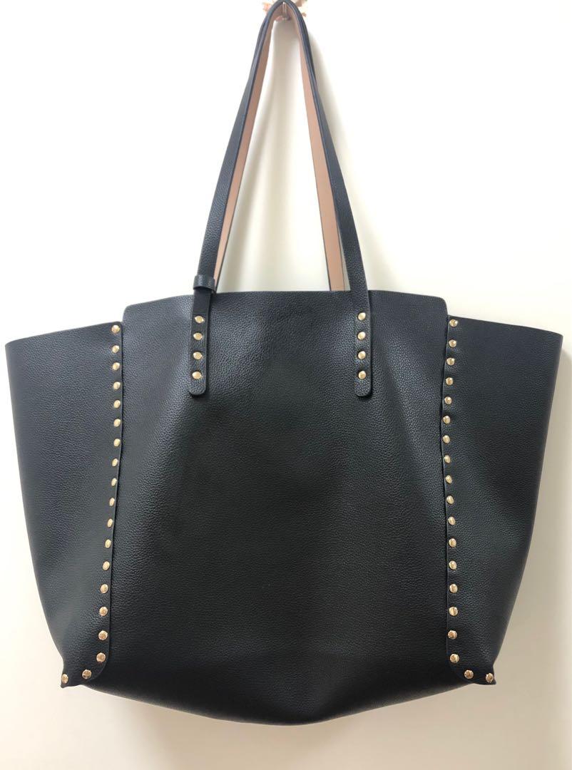 Zara studded deals reversible shopper bag