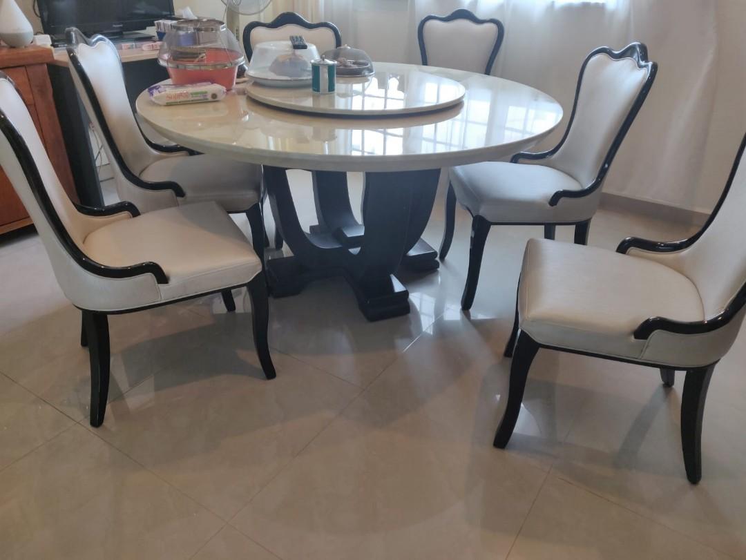 5 year old marble dining table set, Furniture & Home Living, Furniture