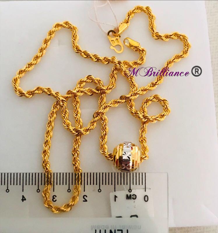 916 gold rope chain loop pendant set Women s Fashion Jewelry