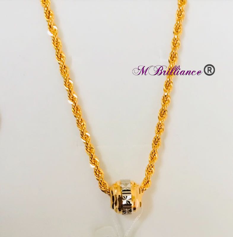 916 gold rope chain loop pendant set Women s Fashion Jewelry