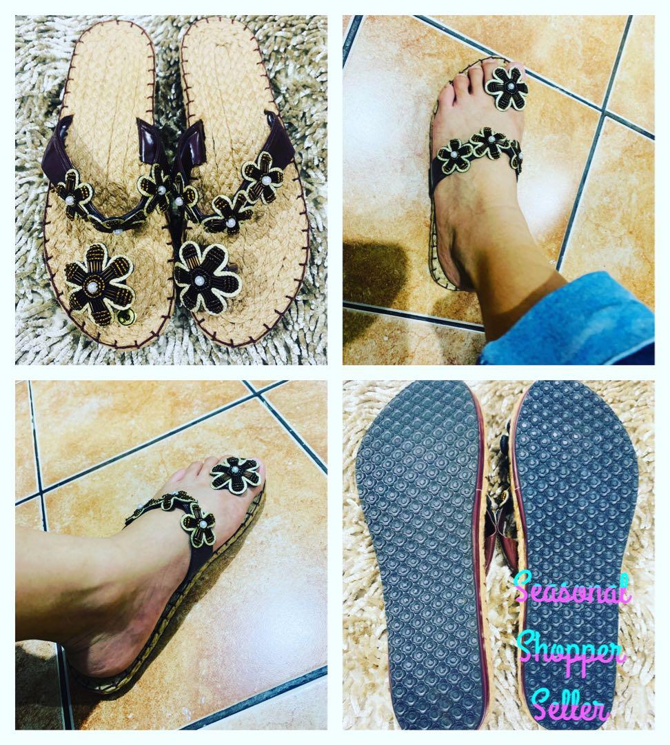 beaded slip on shoes