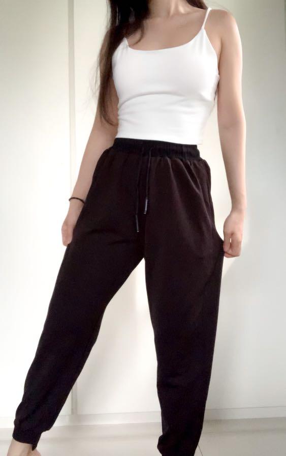 Black joggers with tie waist, Women's