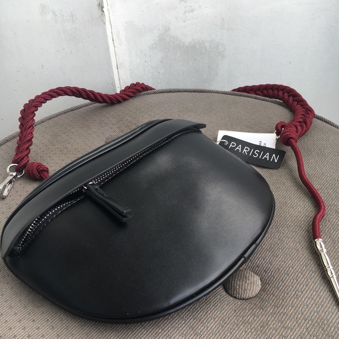 belt bag black leather