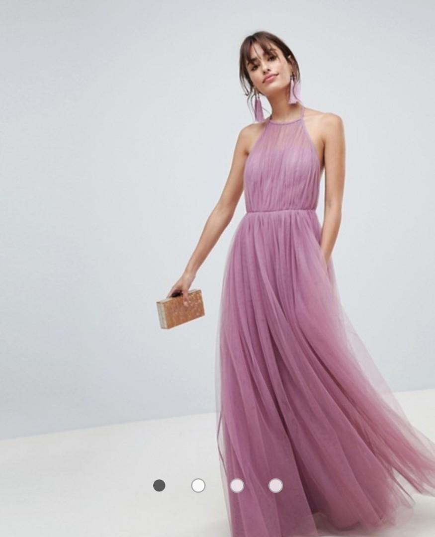 Bridesmaid Dress ASOS DESIGN premium halter tulle maxi dress