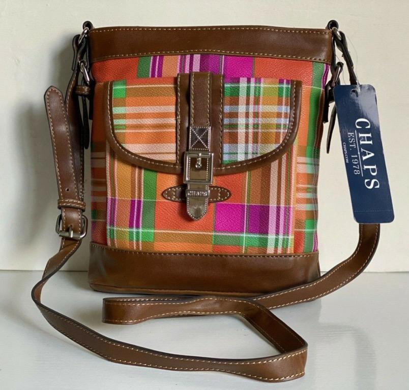 CHAPS RALPH LAUREN TRAVELER ORANGE AVALON MADRAS CROSSBODY SLING BAG $69  SALE, Women's Fashion, Bags & Wallets, Cross-body Bags on Carousell