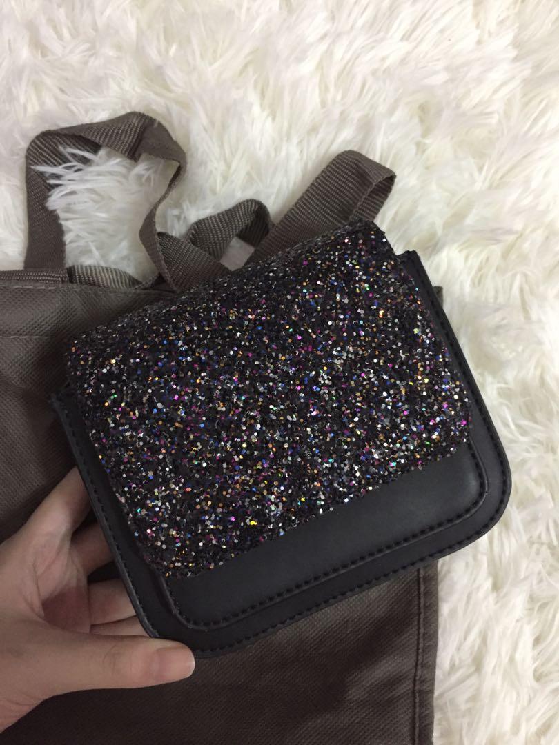 Charles and Keith Mini Glitter Sling Bag