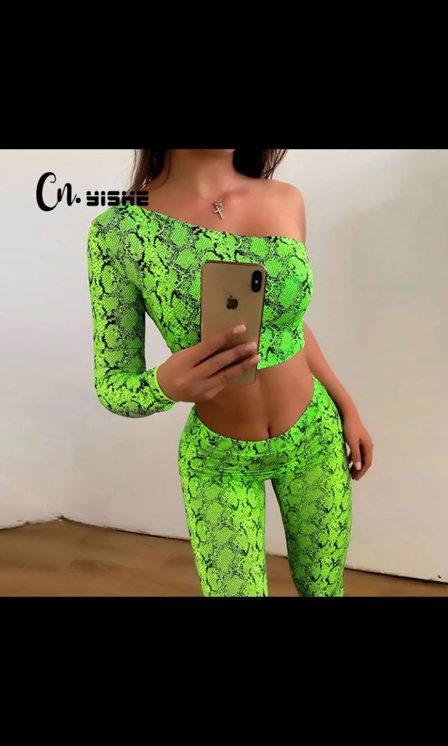 neon snakeskin crop top