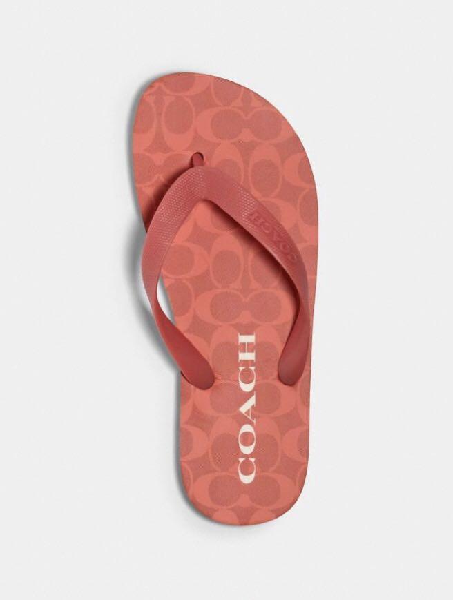 Red coach flip flops best sale