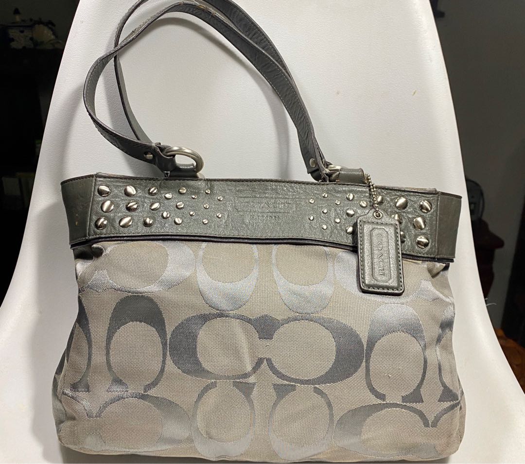 beige coach purse