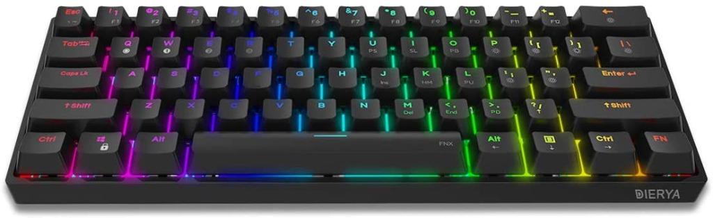 Dierya Dk61e 60 Mechanical Gaming Keyboard Rgb Backlit Wired Pbt Keycap Waterproof Type C Mini Compact 61 Keys Computer Keyboard With Full Keys Programmable Gateron Optical Red Switch Electronics Computer Parts Accessories