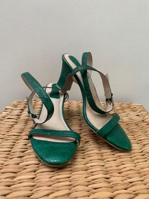 emerald green strappy heels