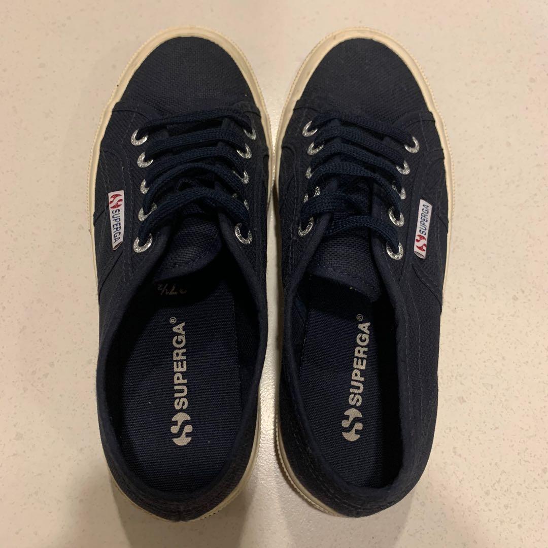 Superga Navy Blue Thick Sole Sneakers 