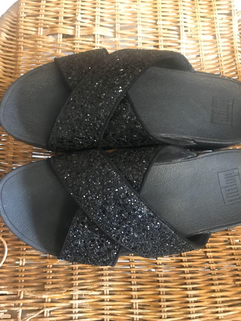 Lulu glitter cross slides deals