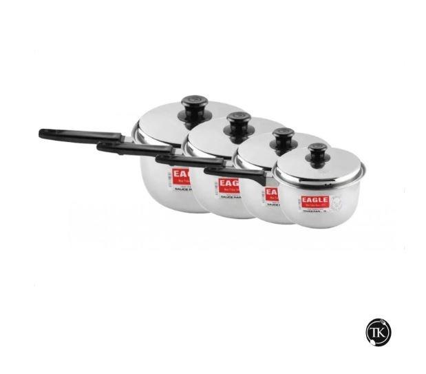 [INSTOCK] Eagle Pots (Category: Cookware & Accessories) located in Singapore. Submitted by tk_heartware (Listing ID 1017708062, Image 1). Description: Made from Stainless Steel 430. Made in Malaysia. Suitable for use on the gas stove and induction cooker. Diameter (Ø) Depth 16CM 8CM [$10.90] 18CM 9CM [$12.90] 20CM 10.5CM [$15.90] 22CM 11.5CM [$18.90] Eagle brand stainless steel sauce pots! Mix and match to get a free delivery above $70! Like what