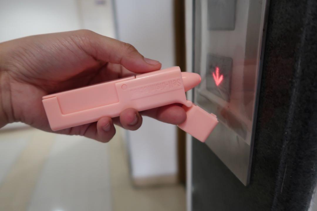 Key protection tool (Category: Construction Tools & Equipment) located in San Juan City. Submitted by prelovedbytim (Listing ID 1017837180, Image 3). Description: The necessary protection for you and your family. 1. Key protection tool -hands free on elevators, doors handles, & atm. It has a disinfectant storage Comes with blue and pink color 💕.