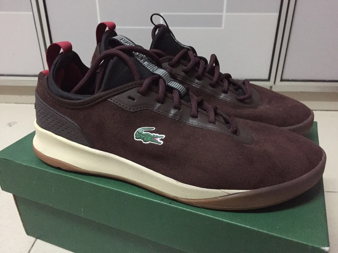 maroon lacoste shoes
