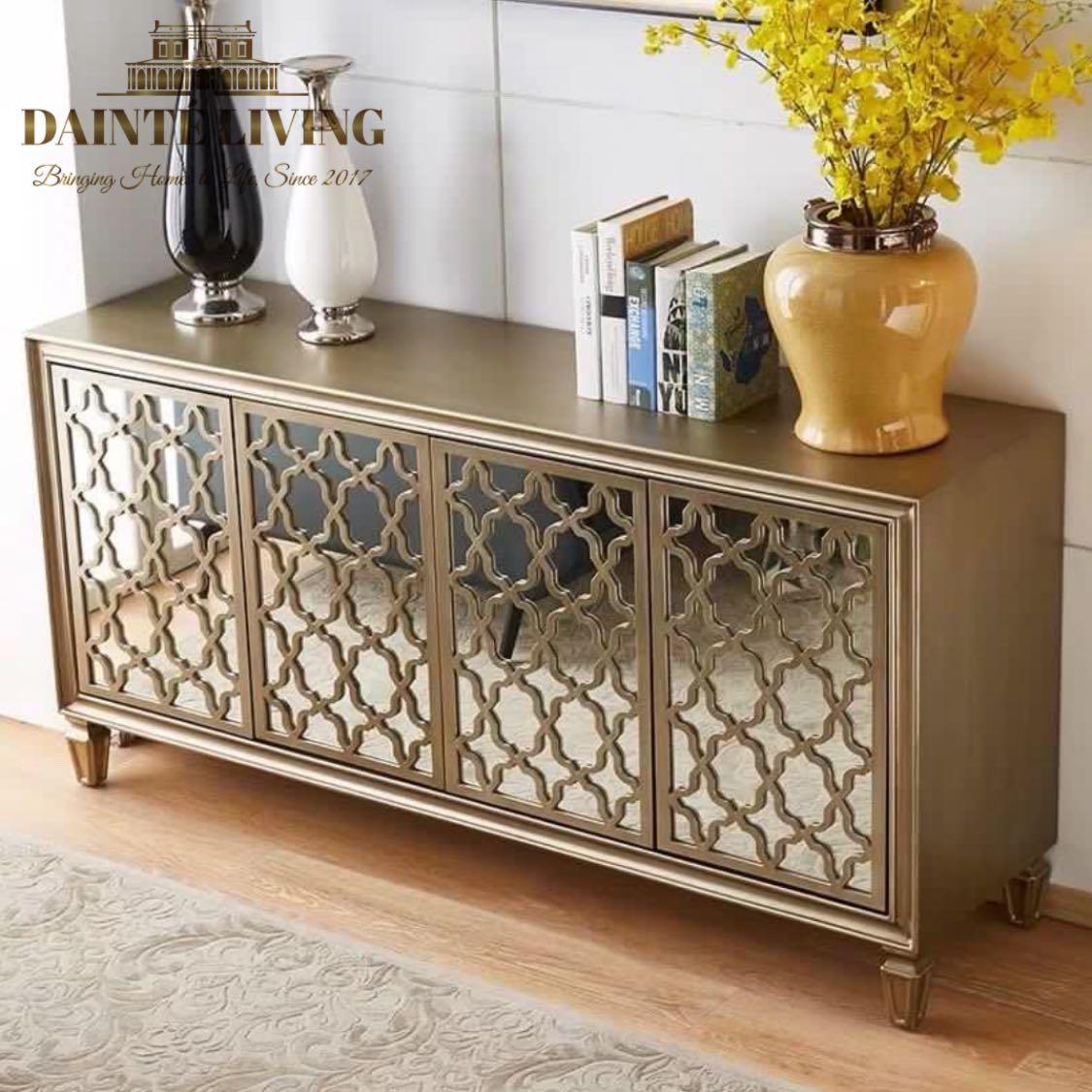 Gold mirrored new arrivals buffet cabinet