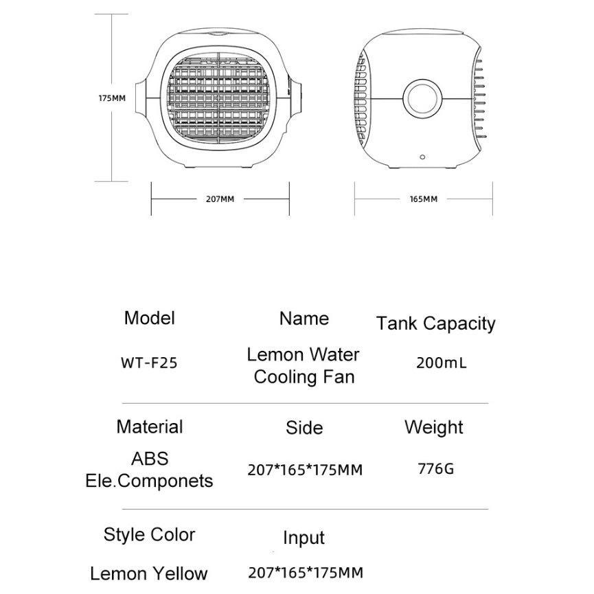 Lemon Water Cooling Fan Small Air Conditioning Fan Refreshing All