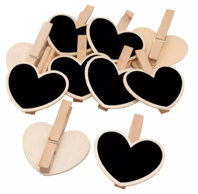 Mini Chalkboard Heart Shape Sign With Wooden Peg Nice Price Handicraft Wooden Sign Everything Else On Carousell