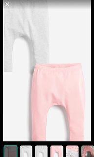 Next baby pink/grey 2 pack bow leggings
