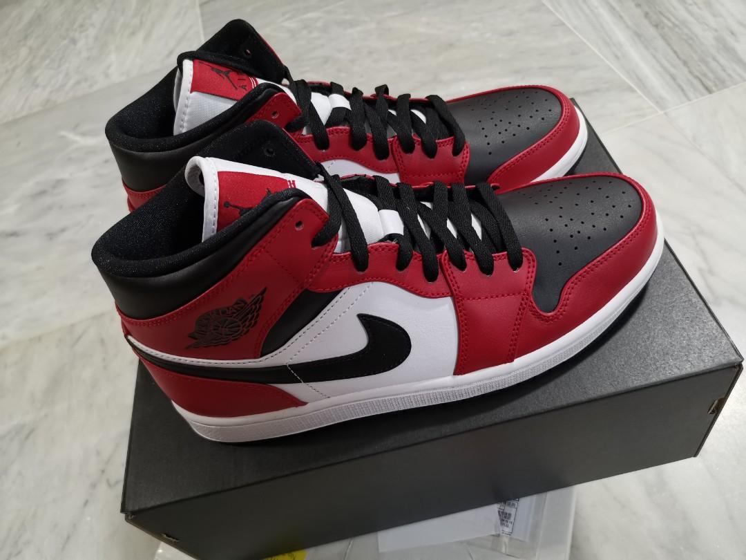Air Jordan 1 Mid Chicago Black Toe 554724 069 Basketball Shoes Nikeshoeszone Com