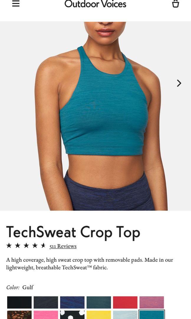 Outdoor Voices Techsweat Crop Top Womens Small Blue Baltic Move Free Sports  Bra