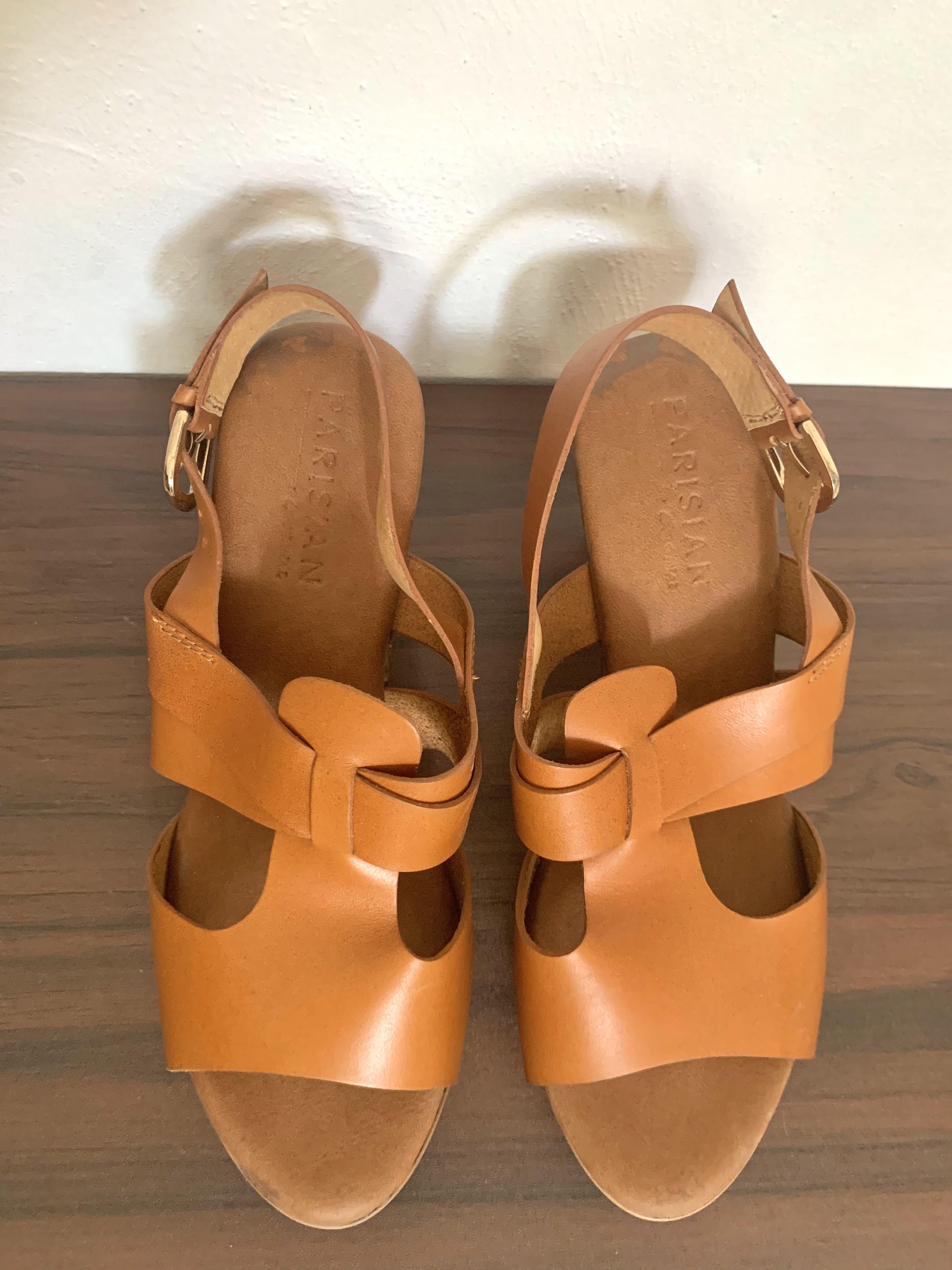 PARISIAN brown heels (Category: Heels) located in Santa Rosa. Submitted by cinetoot (Listing ID 1017690091, Image 2). Description: —used only once‼️ —3 inch heels —has “stains” see pic —in a very good condition dahil well kept ko po ito :) —Size 38 / 8 mop: GCash mod: gogo express (ggx) or shopee check out.