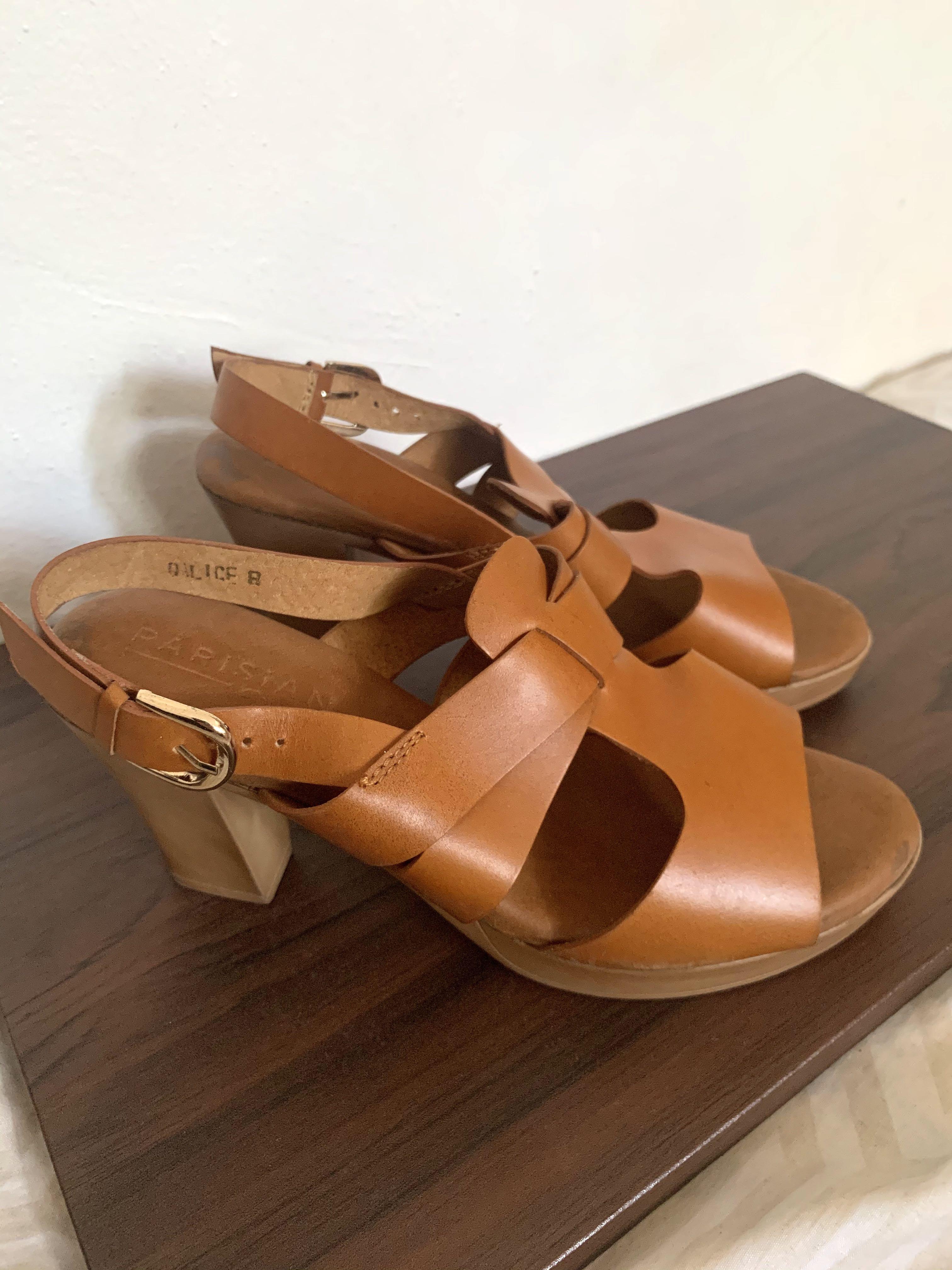 PARISIAN brown heels (Category: Heels) located in Santa Rosa. Submitted by cinetoot (Listing ID 1017690091, Image 1). Description: —used only once‼️ —3 inch heels —has “stains” see pic —in a very good condition dahil well kept ko po ito :) —Size 38 / 8 mop: GCash mod: gogo express (ggx) or shopee check out.