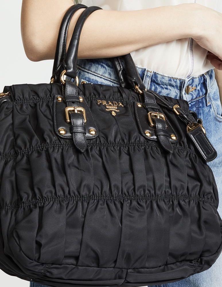 Prada Pleated Black Tessuto Bag, Women's Fashion, Bags & Wallets,  Cross-body Bags on Carousell