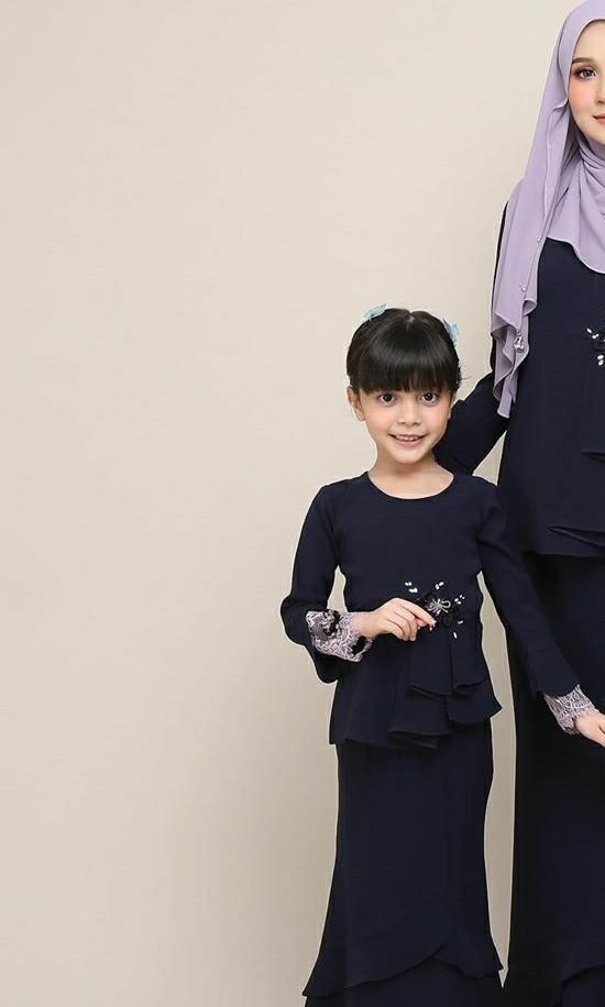 Pre Baju Raya 2020 Kanak Kanak Perempuan Navy Blue Babies Kids Girls Apparel 4 To 7 Years On Carousell