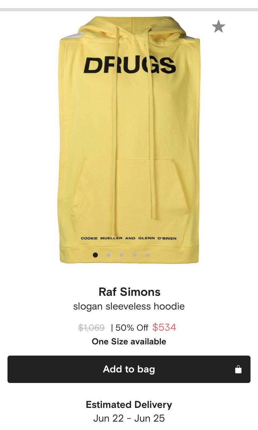 Raf simons top drug hoodie
