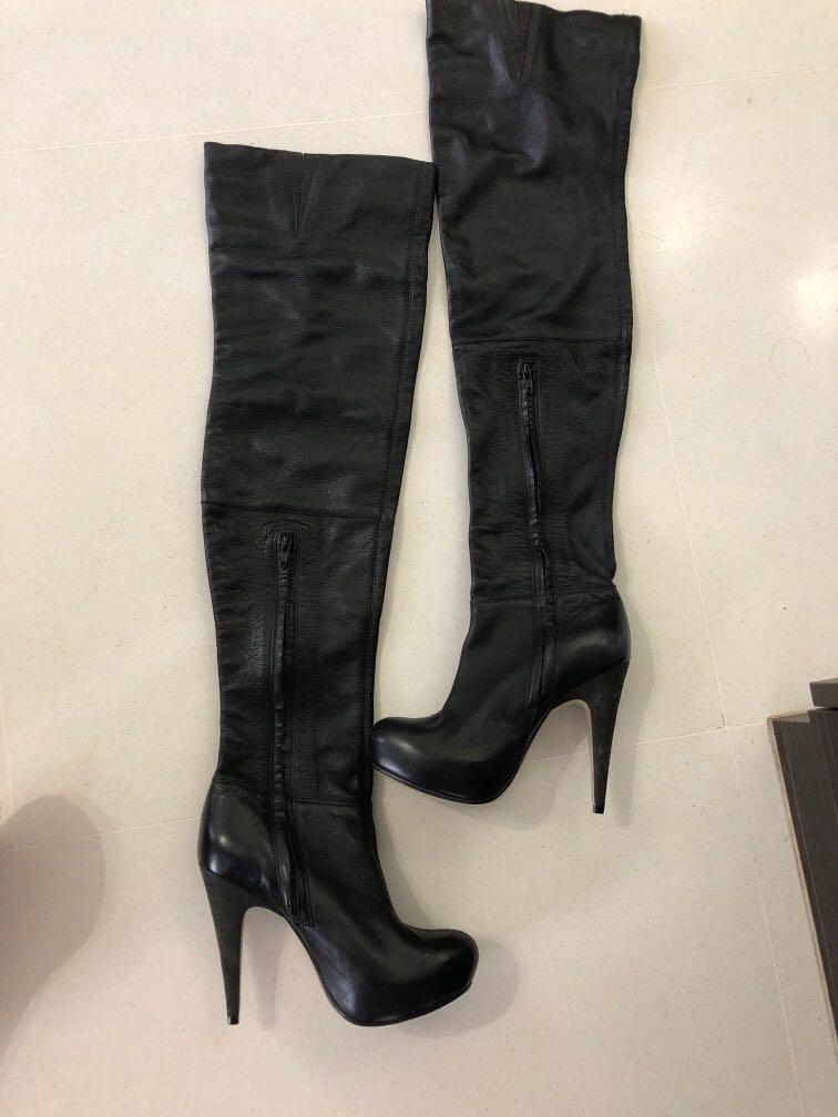 Real Leather Thigh High Topshop Boots 