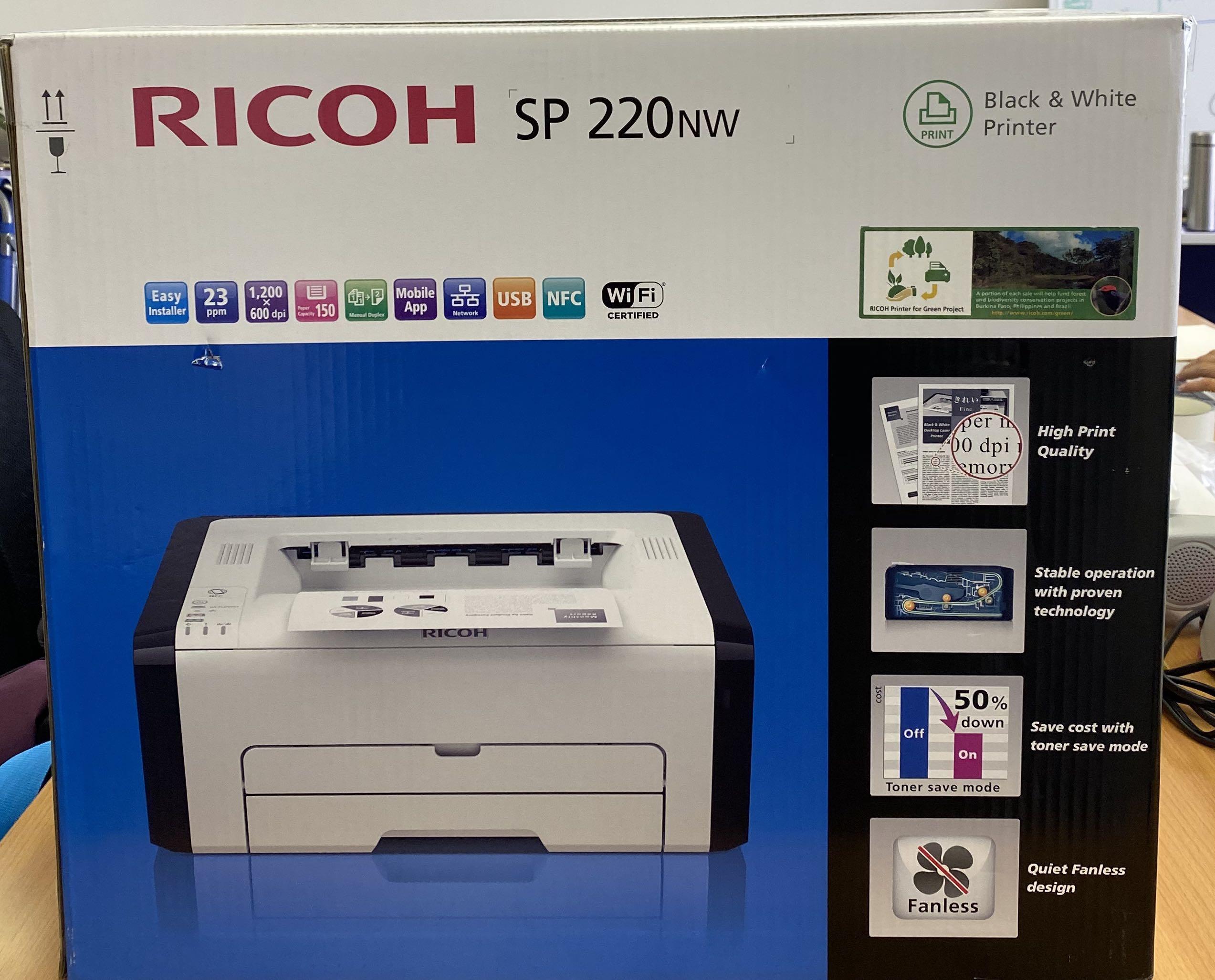 全新Ricoh SP 220nw 影印機, 電腦＆科技, 打印機及影印機- Carousell
