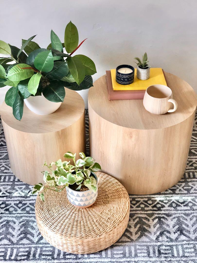 Kmart set of 2 shop oak look tables