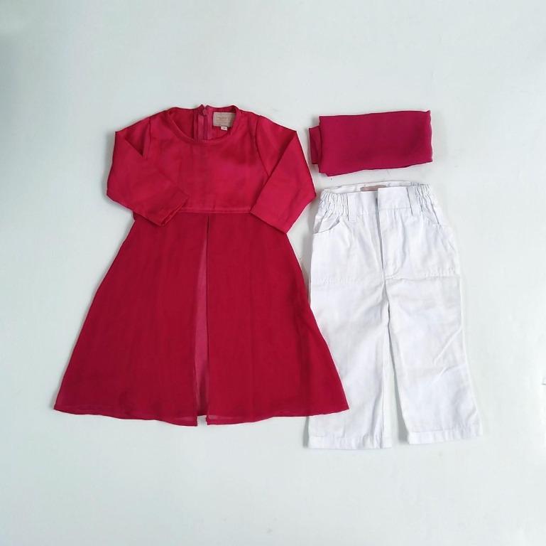 Setelan Tunik Celana Kulot Dan Pashmina Jilbab Instan Anak Bayi Anak Baju Anak Perempuan 1 Hingga 3 Tahun Di Carousell