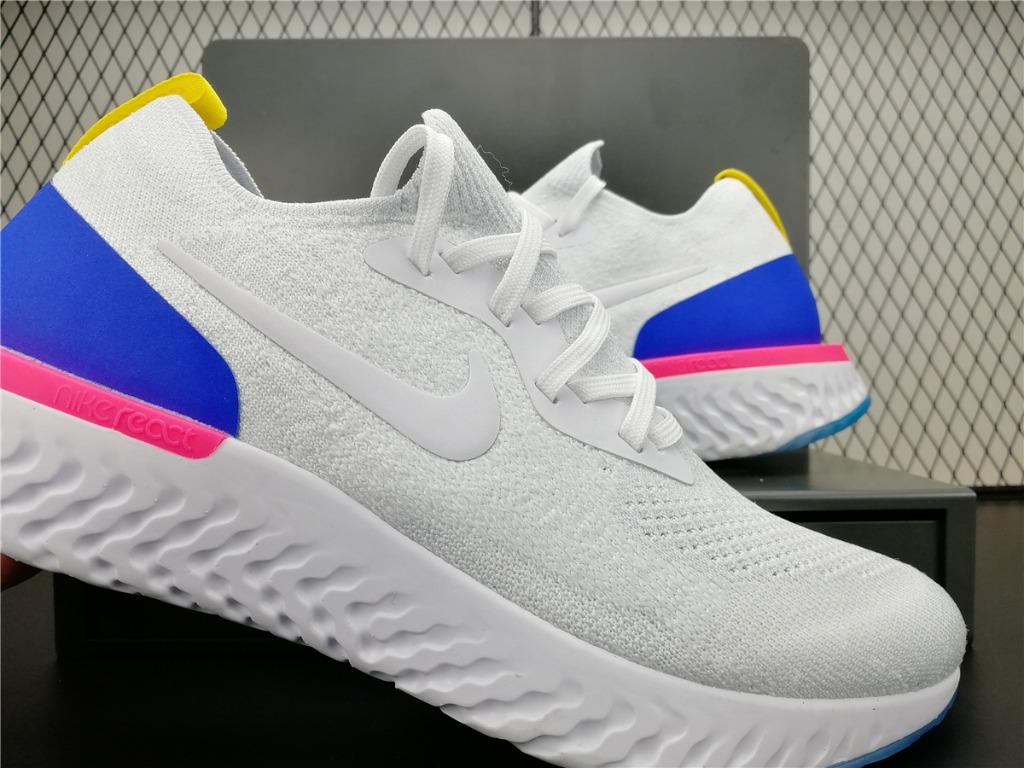 size Nike Epic React Flyknit White Racer Blue Pink Blast
