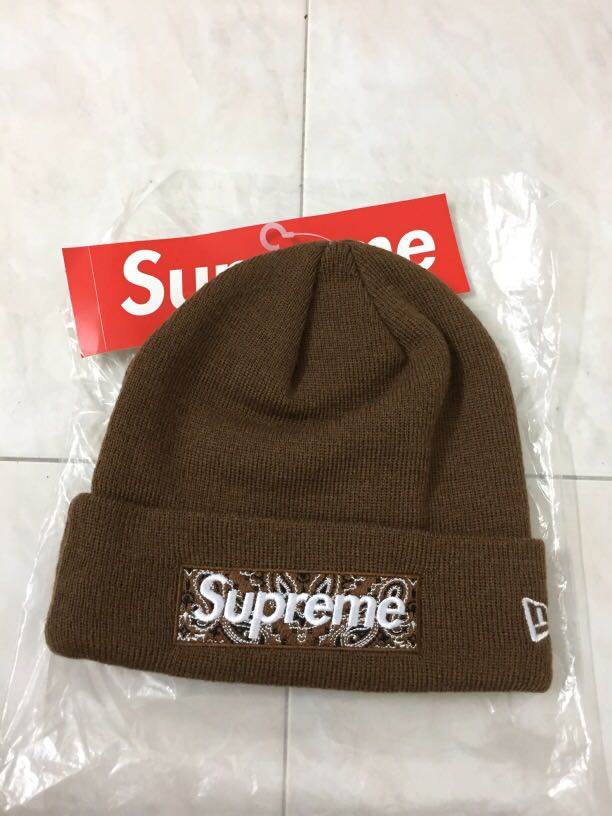 Supreme Bandana Box Logo Beanie Brown 