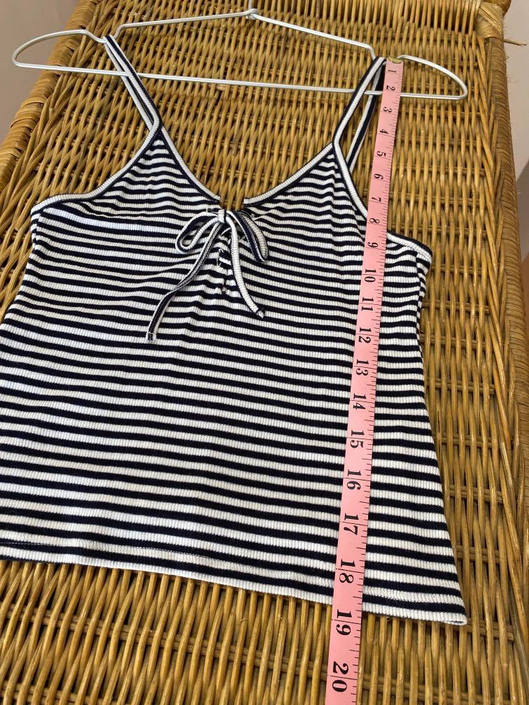 Topshop stripe lace singlet in navy