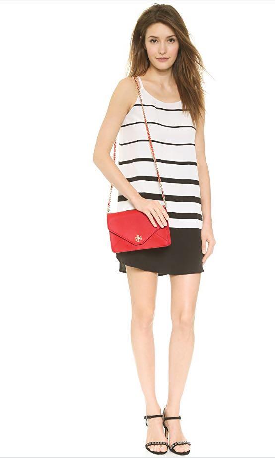 Tory Burch Kira mini crossbody bag brilliant red rainbow sides pride gold clasp turnlock chain sling style 53331 classic logo TB saffiano leather Women s Fashion Bags Wallets Cross body Bags on