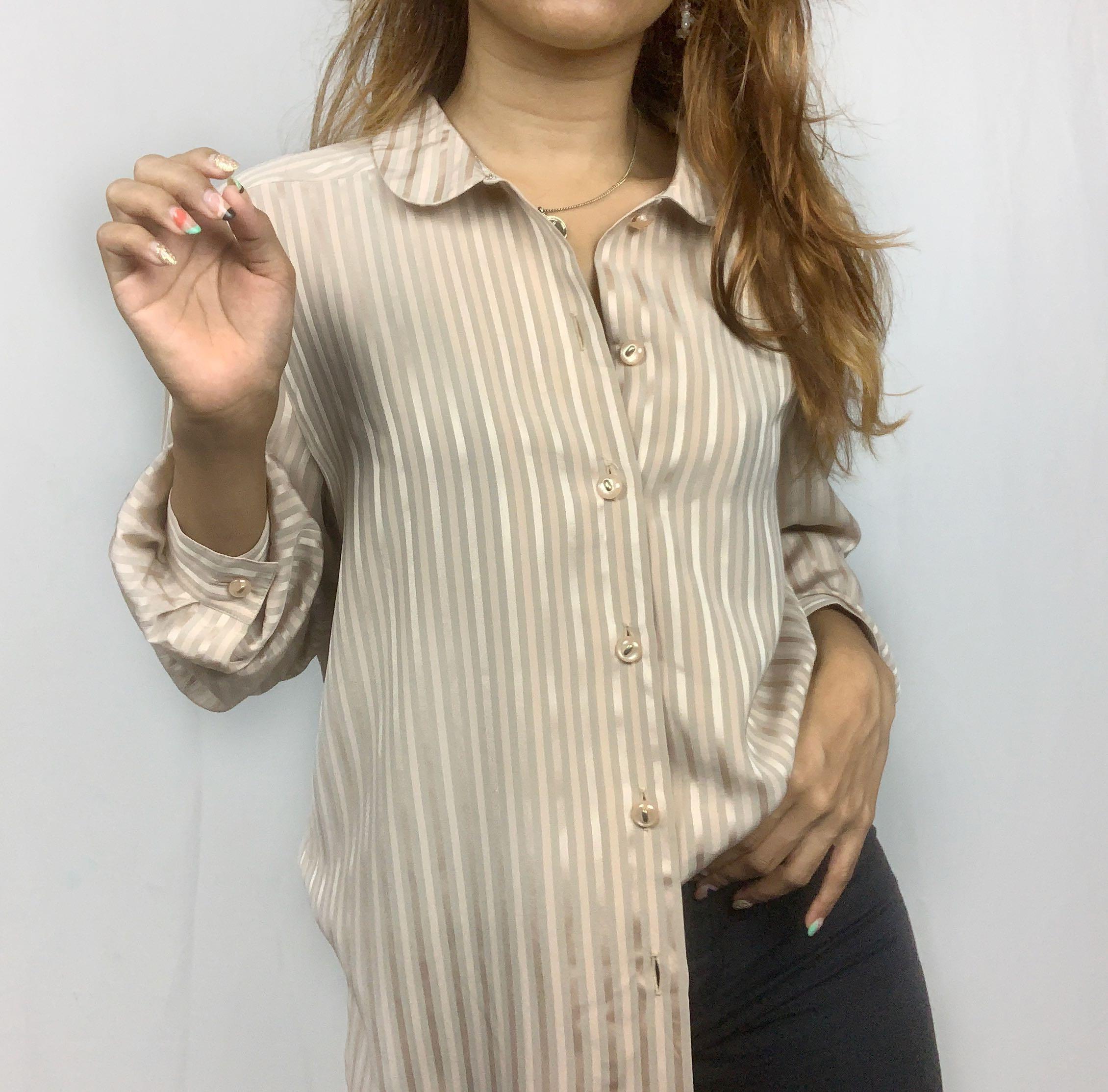 Vintage Striped Shirt, Women's Fashion 