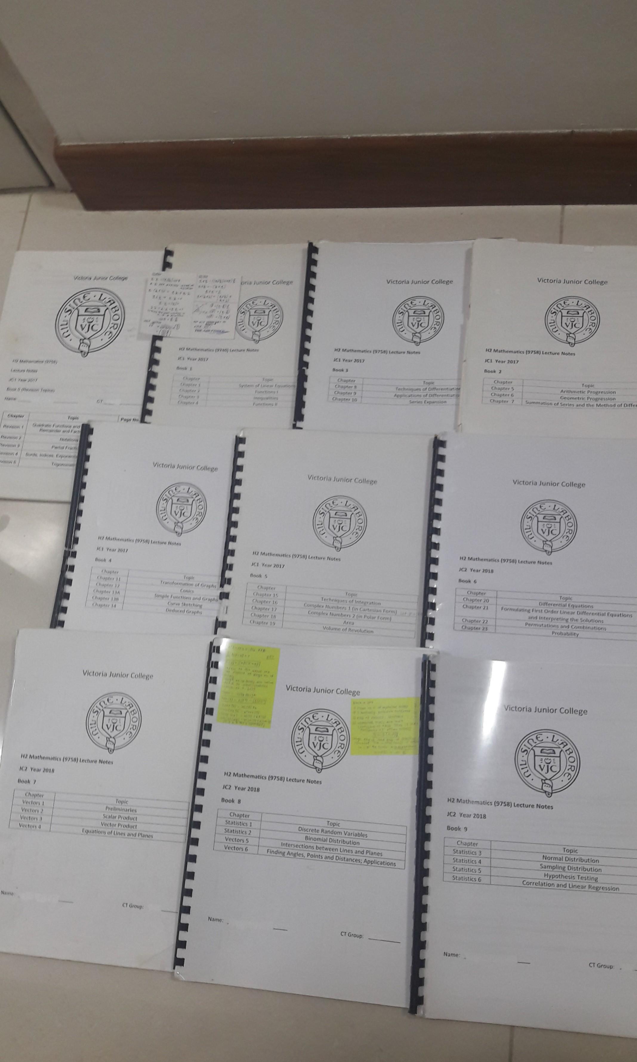 Vjc H2 Math Lecture Notes Books Stationery Textbooks Tertiary