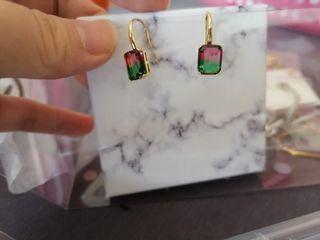 Watermelon tourmaline earrings