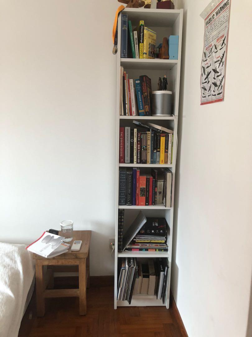 White Ikea Billy Book Case Narrow Furniture Shelves Drawers On Carousell