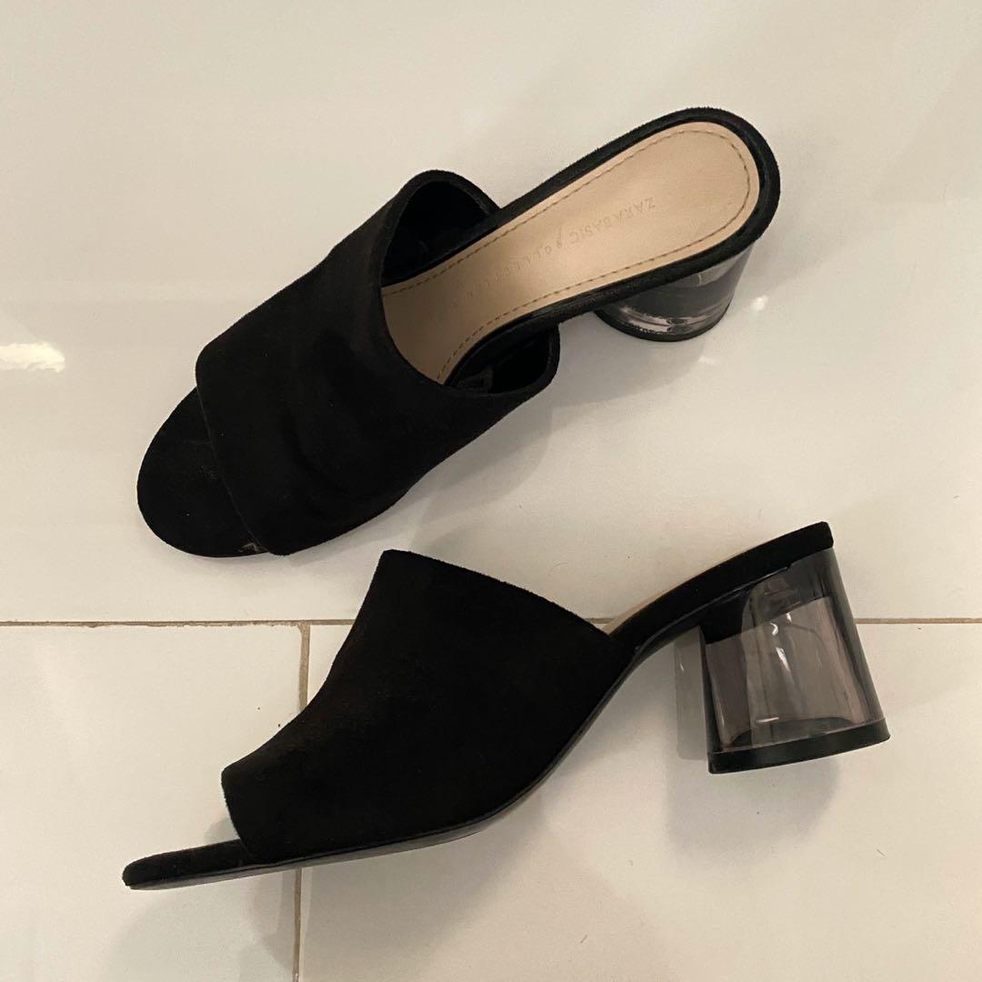 glass block heel shoes