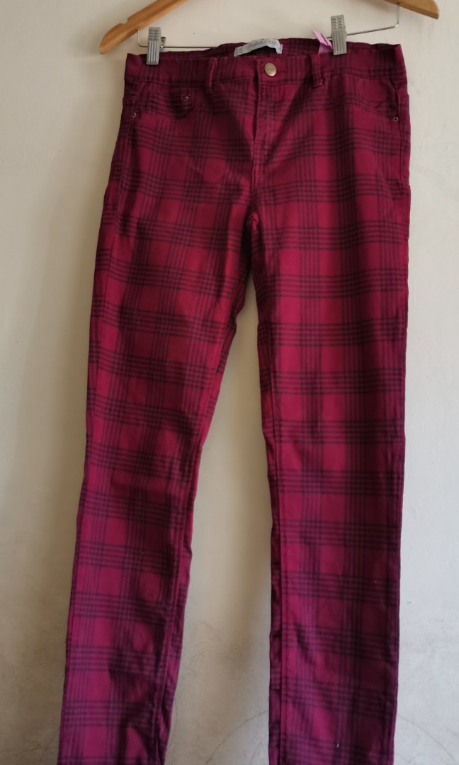 maroon plaid pants