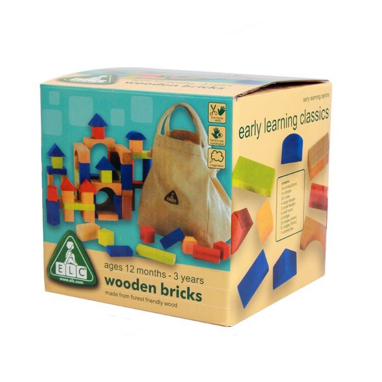 100 Piece ELC Wooden Building Blocks, Hobbies & Toys, Toys & Games on Carousell