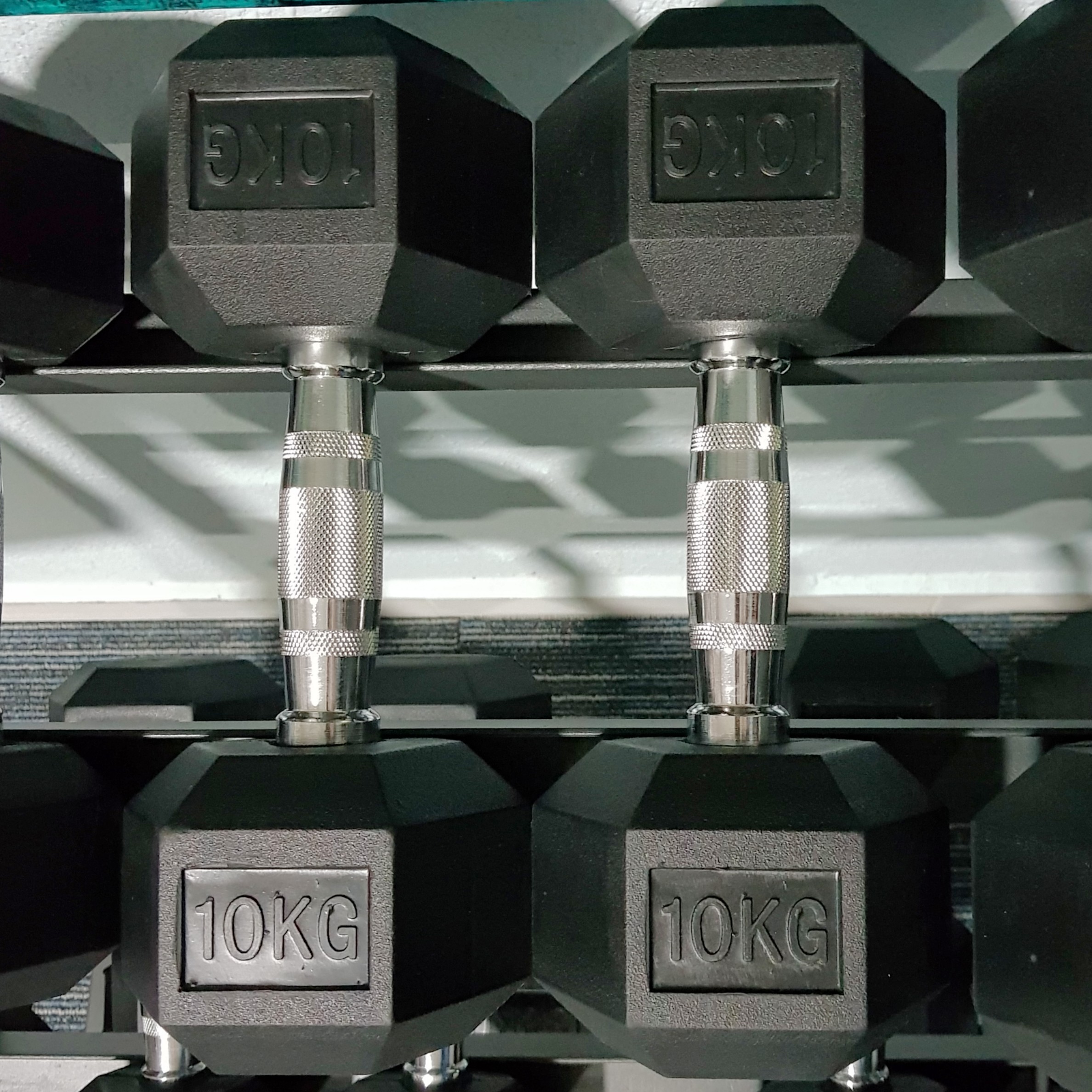 10KG Hex Dumbbell / Hexagon Dumbell Pair / Squat Rack Barbell Bar