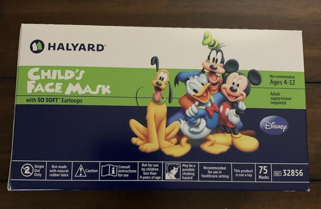 美國 HALYARD Disney CHILD’S FACE MASK 75片/盒, 健康及營養食用品, 口罩、面罩 Carousell