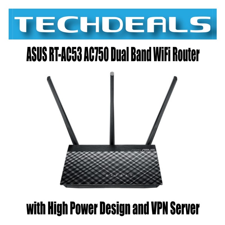 ASUS RT-AC53 AC750 Dual Band WiFi Router with High Power Design and VPN ...