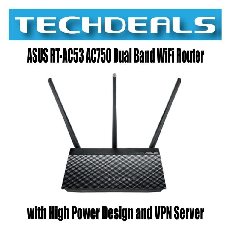 Asus Rt Ac53 Ac750 Dual Band Wifi Router With High Power Design And Vpn Server Electronics Computer Parts Accessories On Carousell